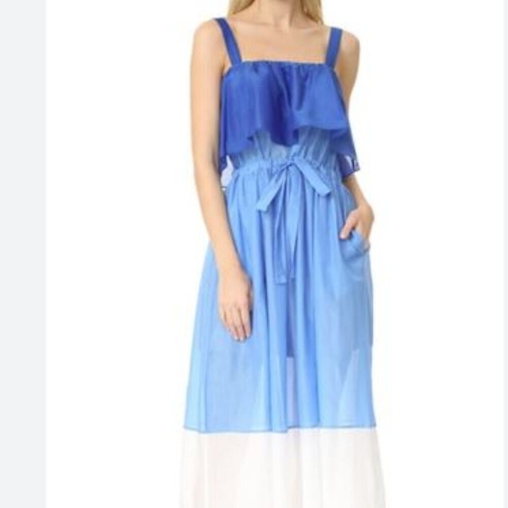 Diane Von Furstenberg Dress‎ M Color-block Cotton And Silk-blend Maxi